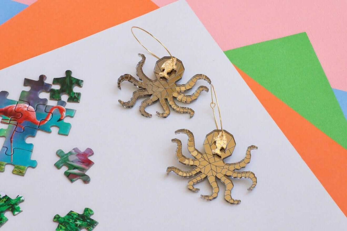 Octopus Geo Hoops Little Geraldine Bronze