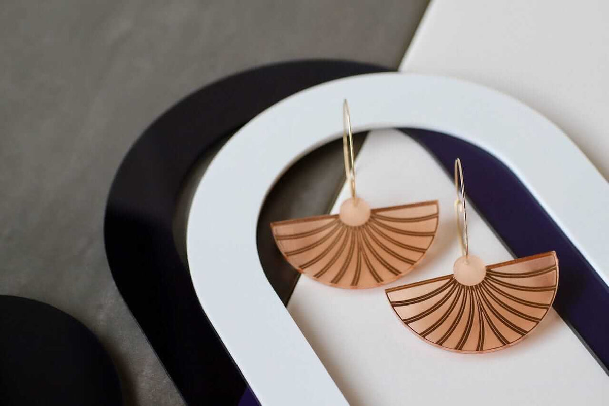 Statement Fan Dangles Little Geraldine Rose Gold
