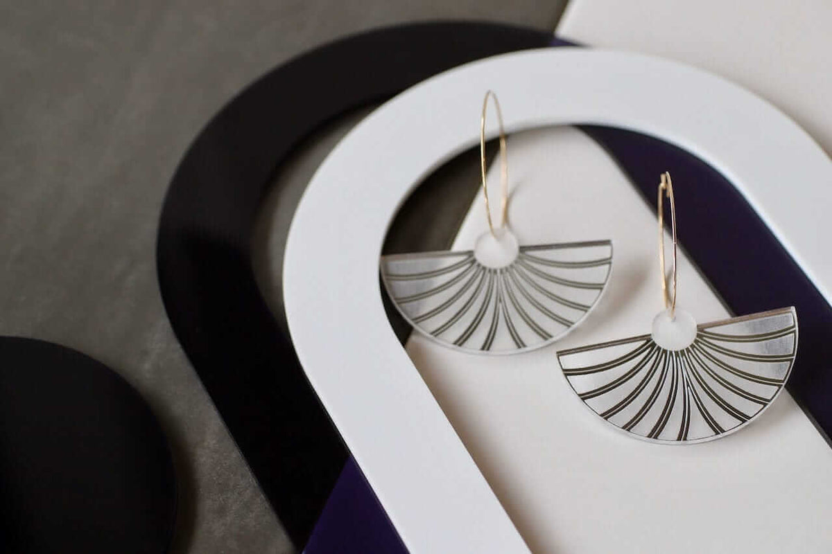 Statement Fan Dangles Little Geraldine Silver