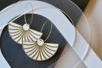 Statement Fan Dangles Little Geraldine White and Gold