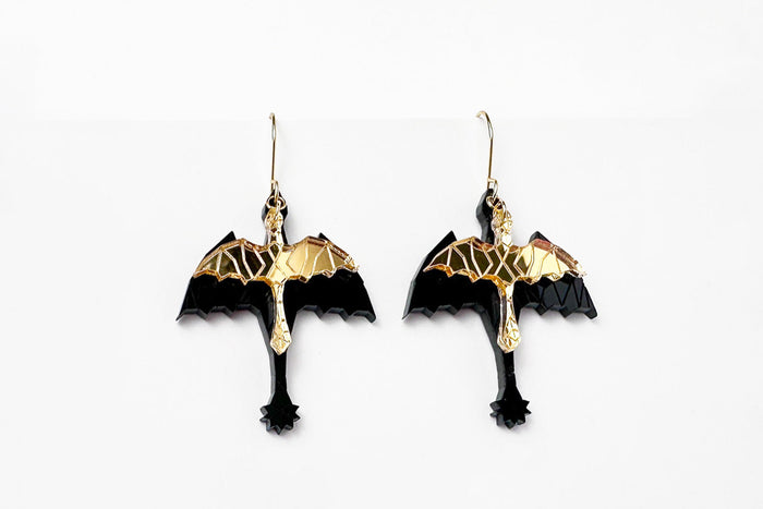 Black and Gold Dragon Earrings