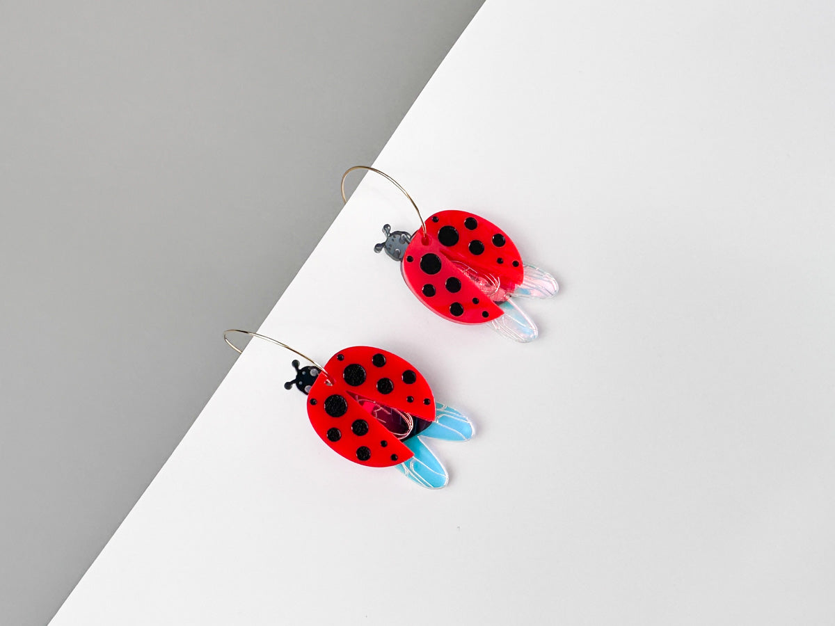 Lady Bug Hoops