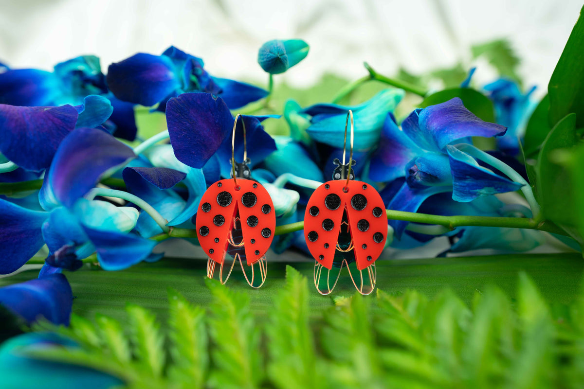Lady Bug Hoops