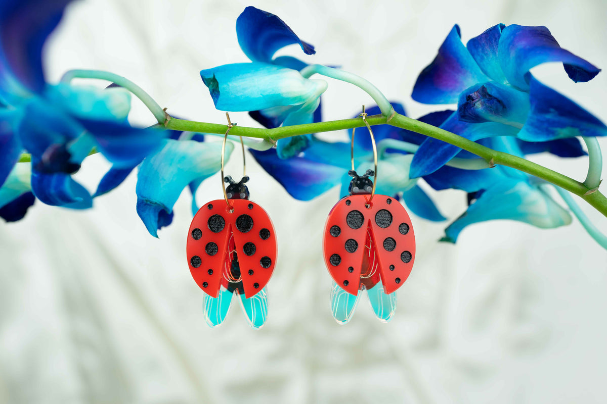 Lady Bug Hoops