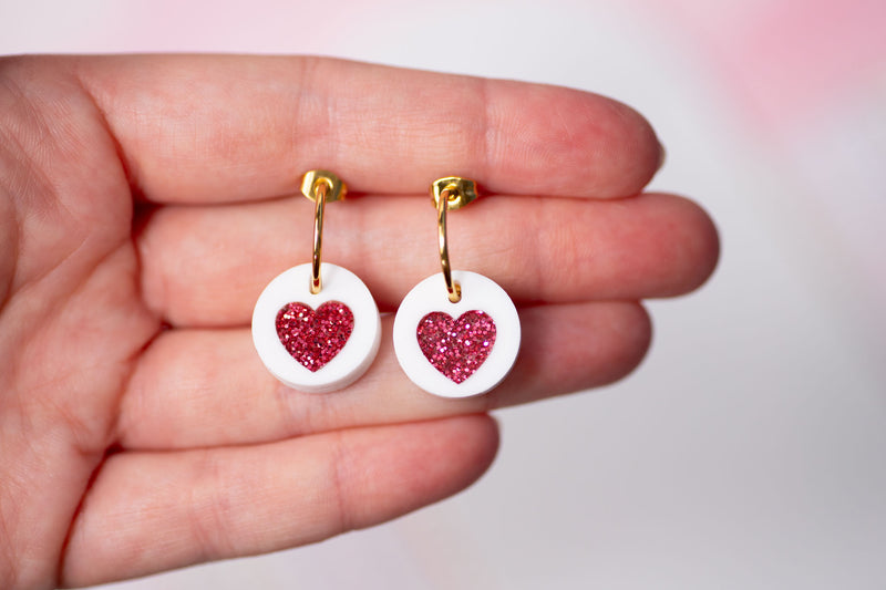 Glitter Heart Earrings