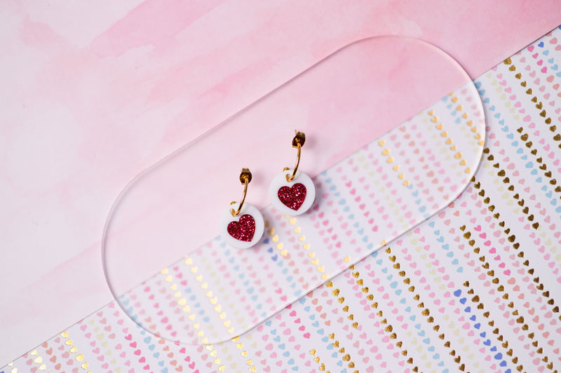 Glitter Heart Earrings