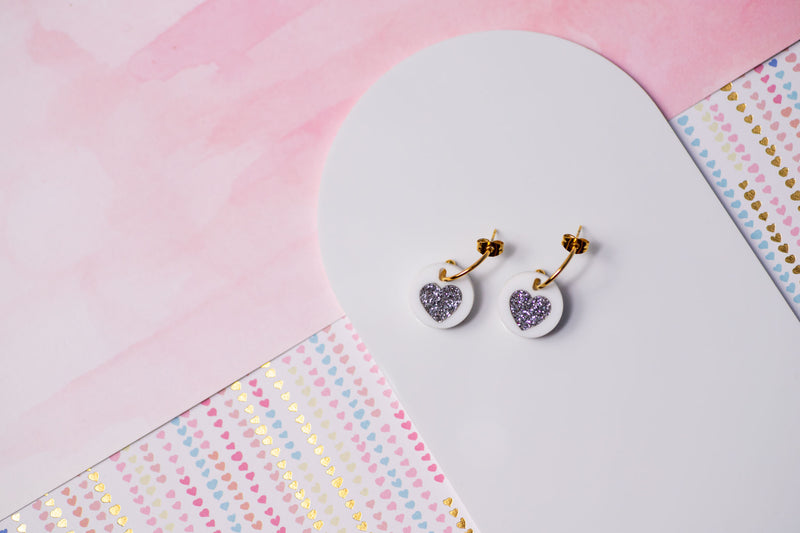 Glitter Heart Earrings