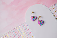 Polka Dot Purple Heart Earrings