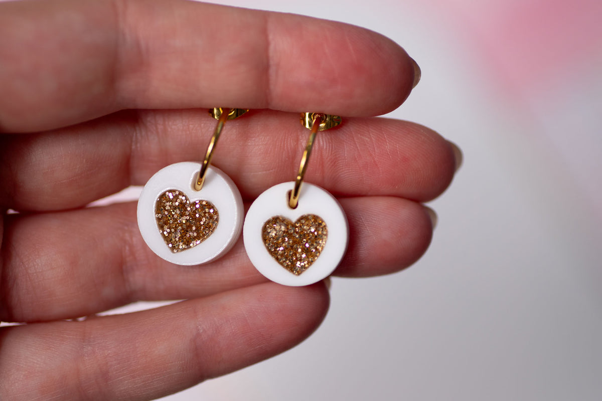 Glitter Heart Earrings