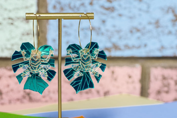 Monstera Frog Geo Hoop Earrings Little Geraldine 