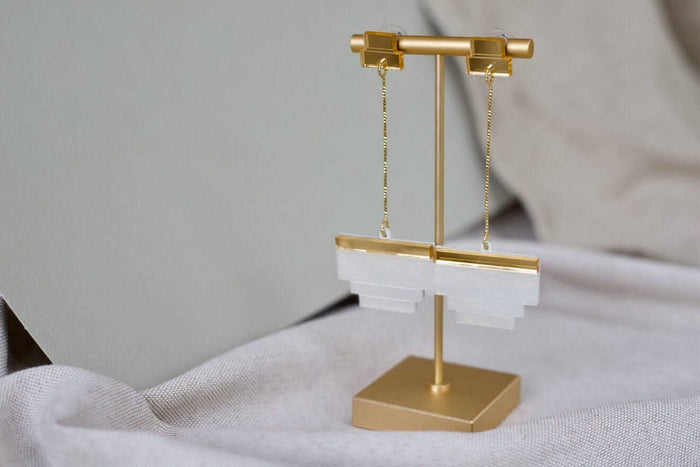 Gold art deco style drop earrings