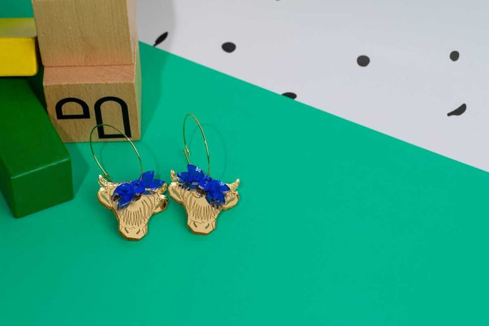 Highland Cow Earrings Little Geraldine Gold 