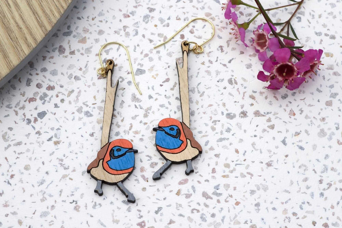 Mallee Emu Wren Earrings Little Geraldine 