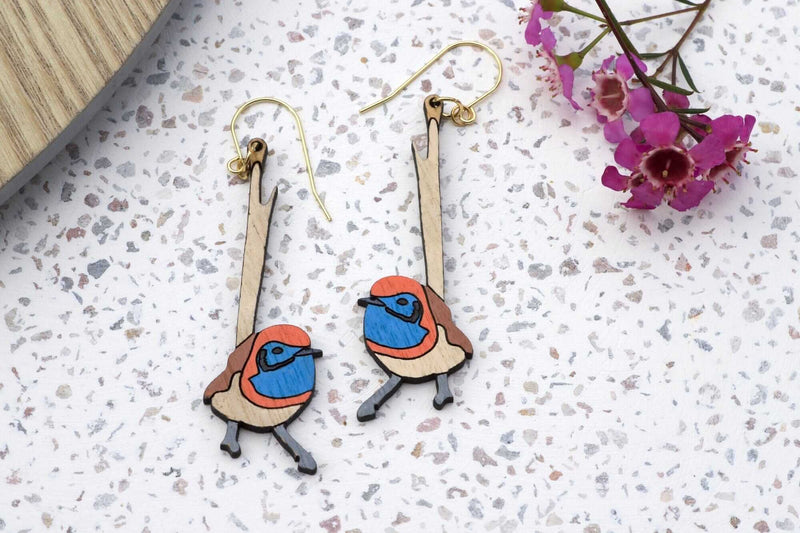 Mallee Emu Wren Earrings Little Geraldine 