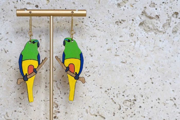 Orange Bellied Parrot Earrings Little Geraldine 