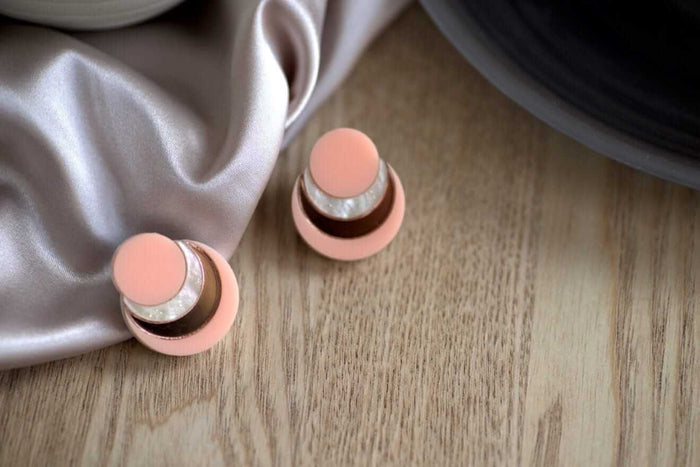 Ripple Stud Little Geraldine Pink and Rose Gold 