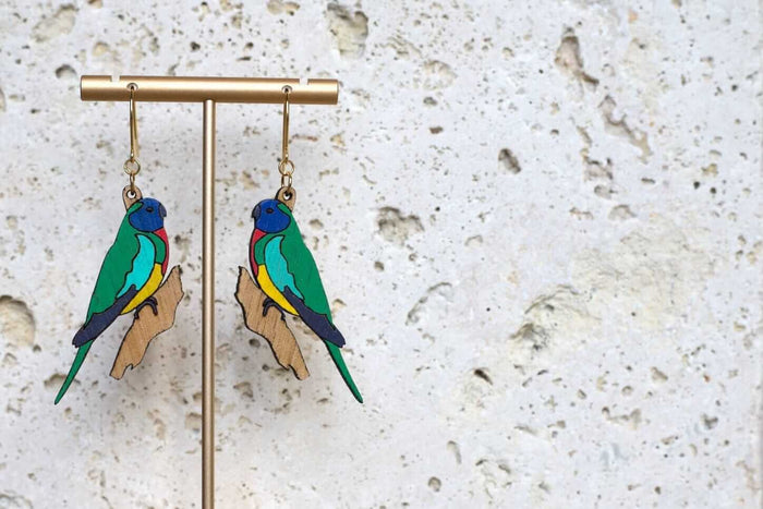 Scarlett-Chested Parrot Earrings Little Geraldine 