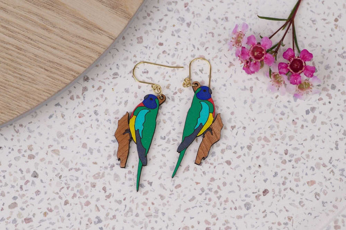 Scarlett-Chested Parrot Earrings Little Geraldine 