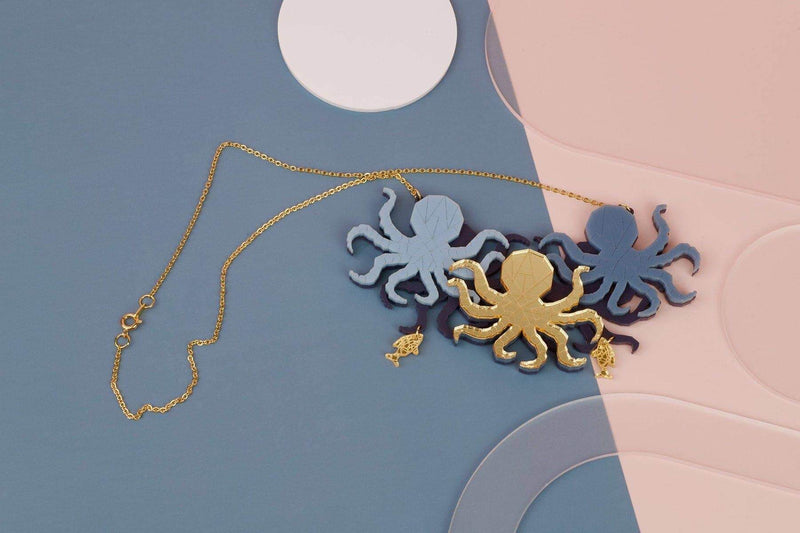 Seconds - Octopus Necklace Little Geraldine Blue 